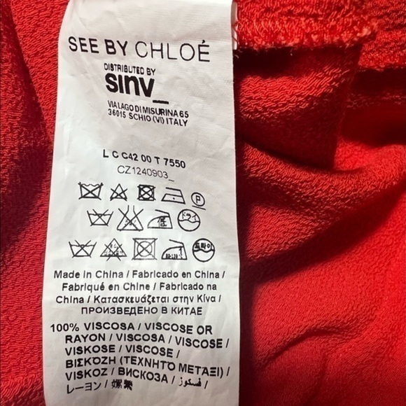 See by Chloe red lace up sleeve top size 6 - Picture 8 of 9